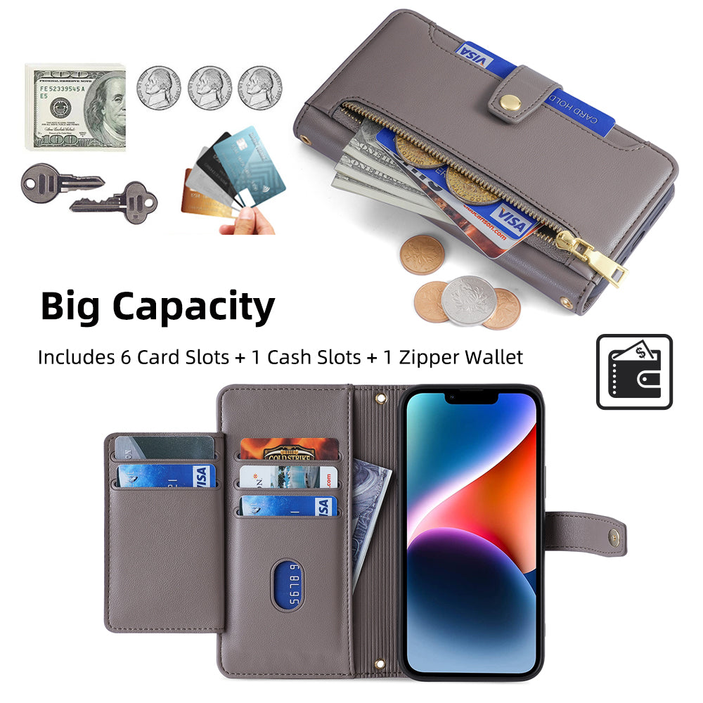 Multifunctional Phone Stand Case for Xiaomi Redmi K60E 5G Zipper Pocket Multiple Card Slots Phone Leather Cover with Wrist Strap and Shoulder Strap Multifunctional Phone Stand Case for Xiaomi Redmi K60E 5G Zipper Pocket Multiple Card Slots Phone Leather Cover with Wrist Strap and Shoulder Strap